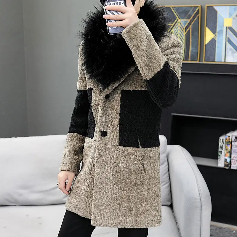 

Vintage Hip Hop Thick Jacket Outerwear Fur Collar Hooded Men Windbreaker Men Splicing Contrast Faux Fur Long Coat Men Streetwear