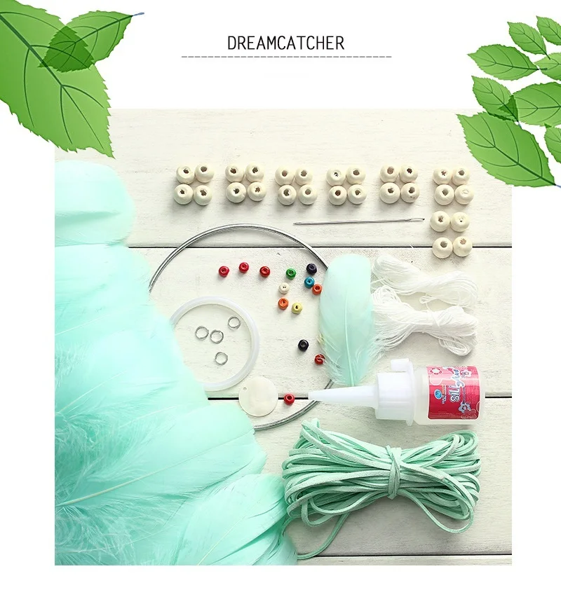 5 цветов DIY Ловец снов, набор Забавный Модный декор из перьев, настенный домашний декор Набор DIY крючком перо, искусство отделки перьями