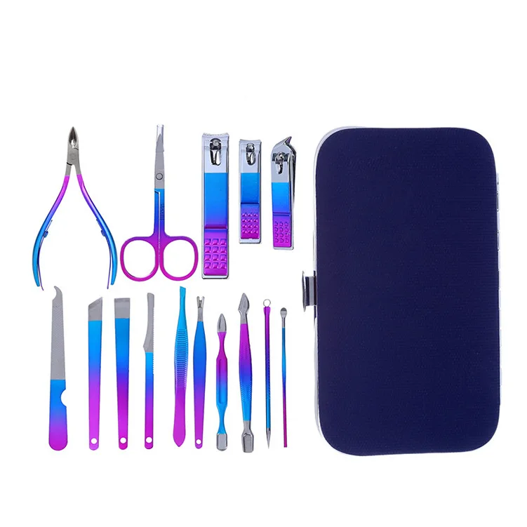 

7-12pcs Colorful Manicure Cutters Nail Clipper Set Household Stainless Steel Ear Spoon Nail Clippers Pedicure Nail Scissors Tool