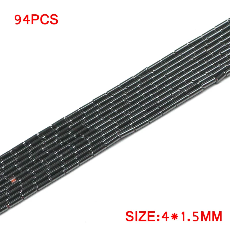 4x1.5mm 94pcs JHNBY 1~ 8 мм Цилиндрический черный гематит натуральный камень свободные бусины для изготовления ювелирных изделий 15,5 ''разделительные бусины Diy браслет ожерелье - Цвет: 4x1.5mm 94pcs
