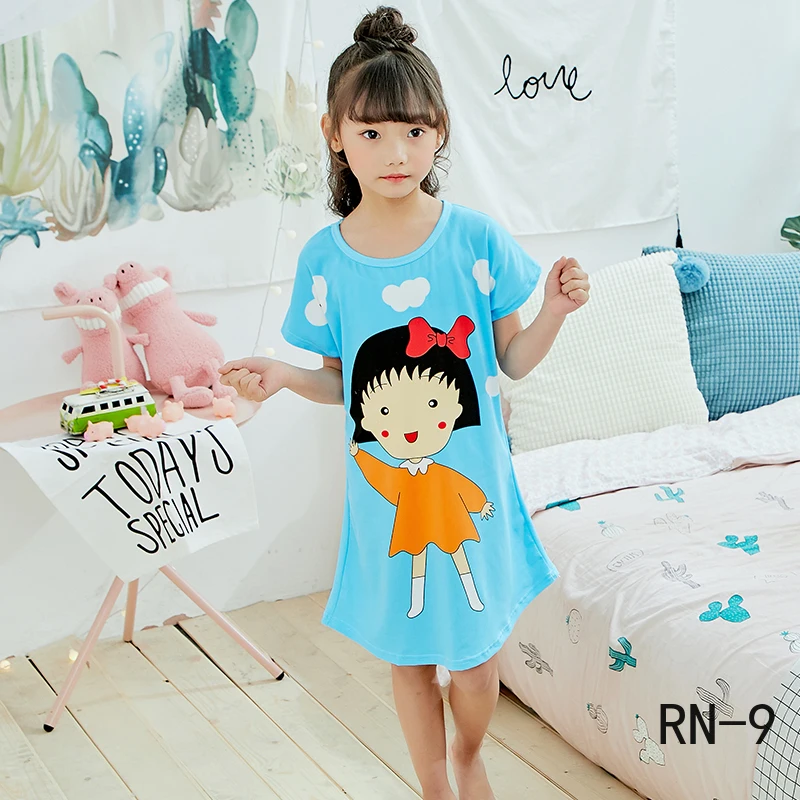 Модная одежда для сна девочек Летняя детская ночная рубашка с героями