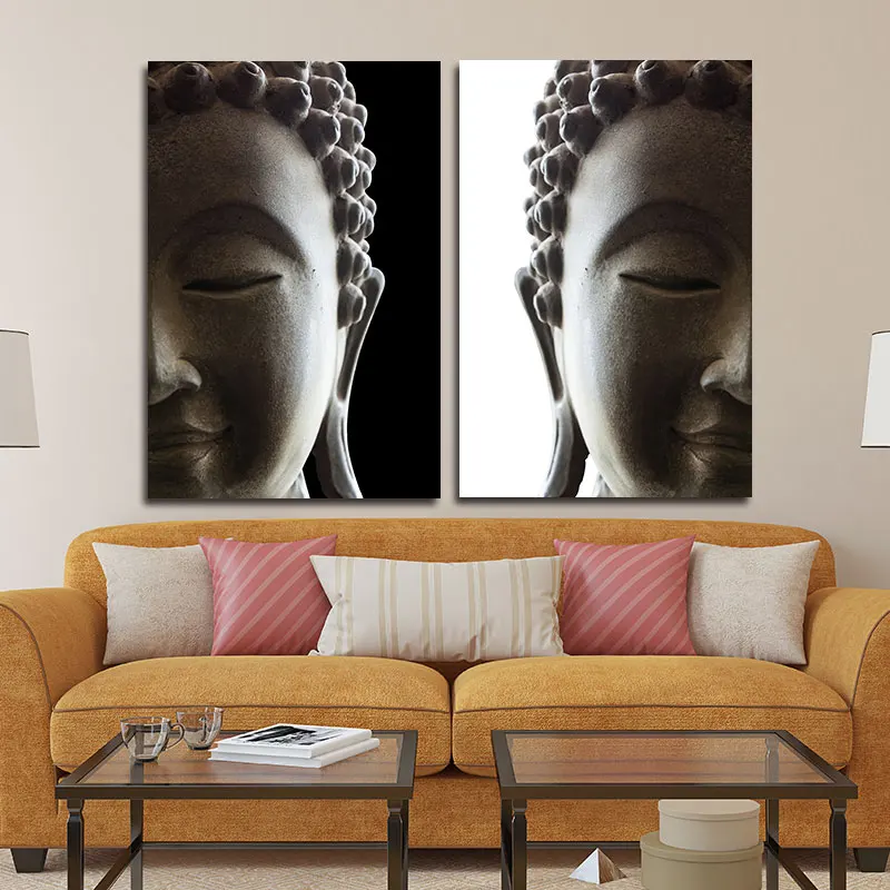 Conisi азиатских религиозных происхождение головы Будды Арт холст Картины