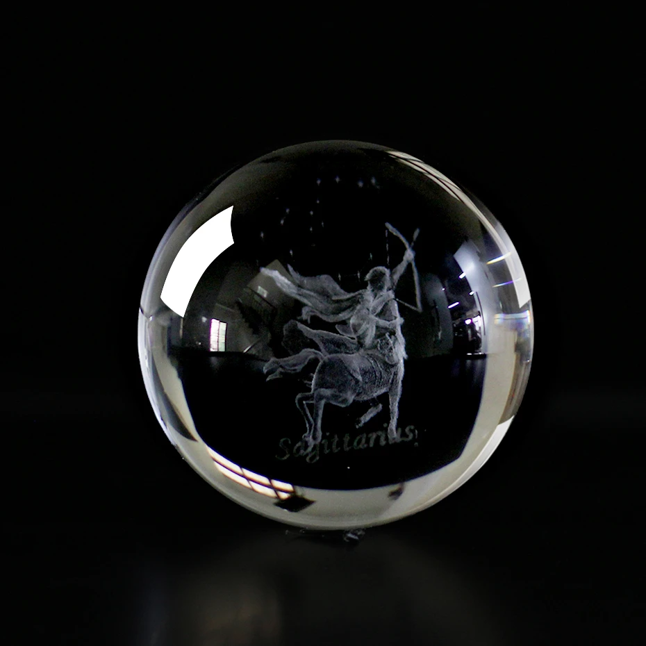 sagittarius 60 MM 3D Zodiac Sign Star Crystal Ball Laser Engraved Glass Sphere Crystal Craft Home Decor Birthday Gift Ornament - Цвет: sagittarius
