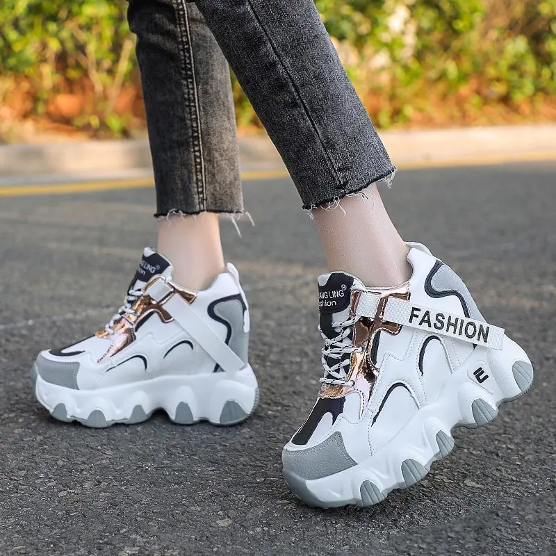 

2021 Spring Sneakers Women Vulcanize Shoes Chunky Sneakers Reflective Platform Shoes Woman Basket Femme Dad Shoes Tenis Feminino