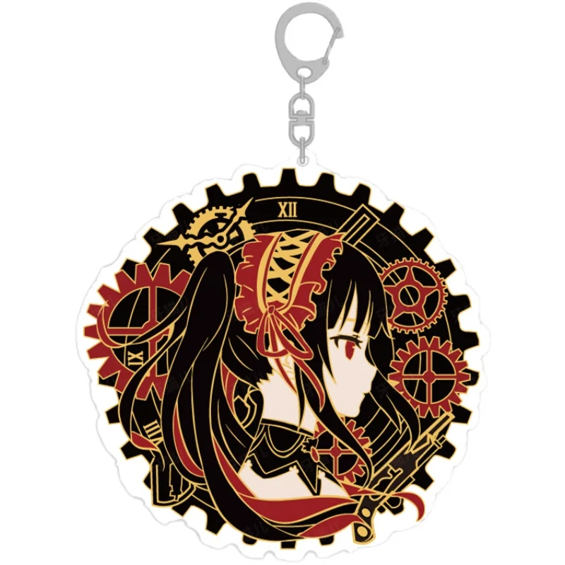 

Anime DATE A LIVE Tokisaki Kurumi Keychain Acrylic Cartoon Double Sided Backpack Wallet Keyrings Pendant Xmas Gifts