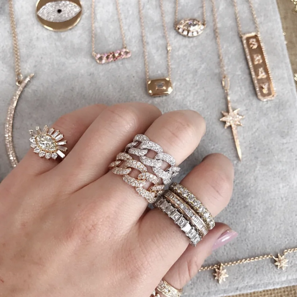 

Sparkling Hollow out Chain painting full Diamond Ring Luxury 925 Sterling Silver pave White topaz Rings For Women Men Jewelry