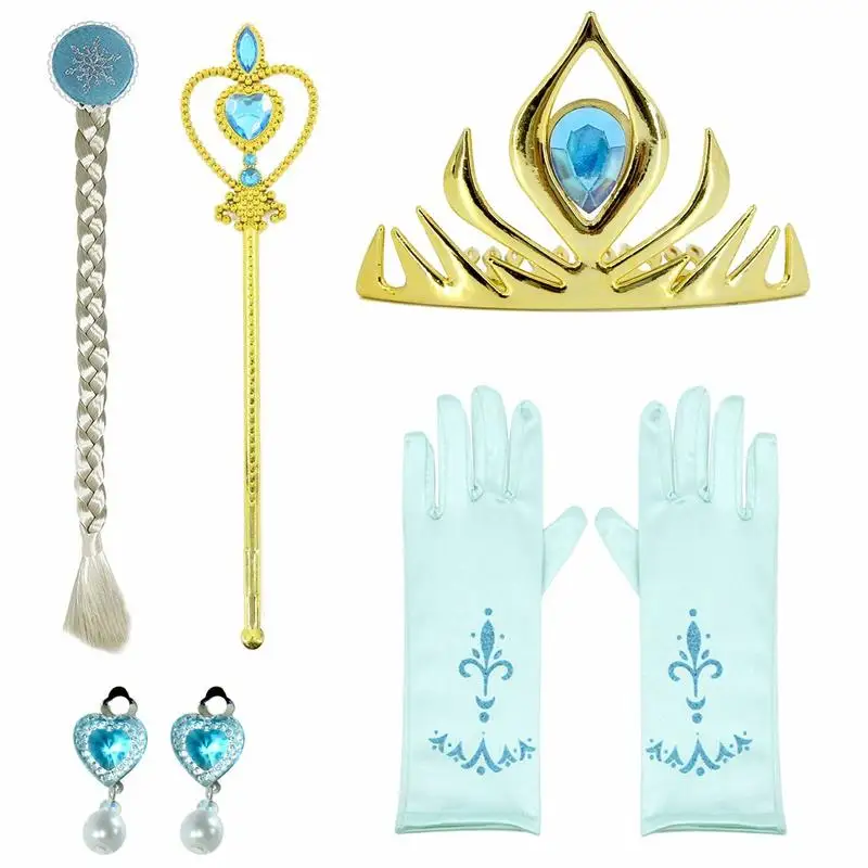 set gold Платье принцессы Эльзы из мультфильма «Холодное сердце» для девочек; одежда для рождественской вечеринки; костюм Анны и Эльзы; платья для маленьких девочек - Цвет: set gold