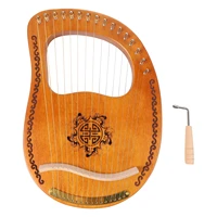 lyre harp 16 metal strings handheld harp mahogany body string instrument