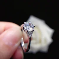 Test Positive 1Ct 6.5mm D Color Moissanite Diamond Ring Luxury Quality 14K White Gold Ring for Her Engagement Jewelry
