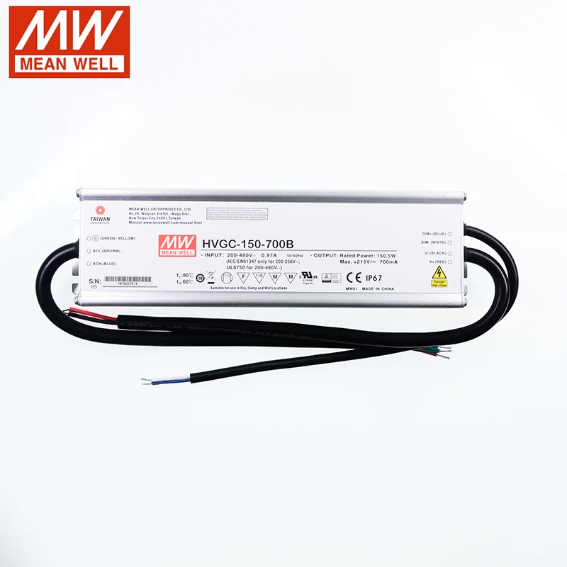 MEAN WELL HVGC-150 Series 12-428V 150W IP65 блок питания для светодиодного освещения с функцией PFC