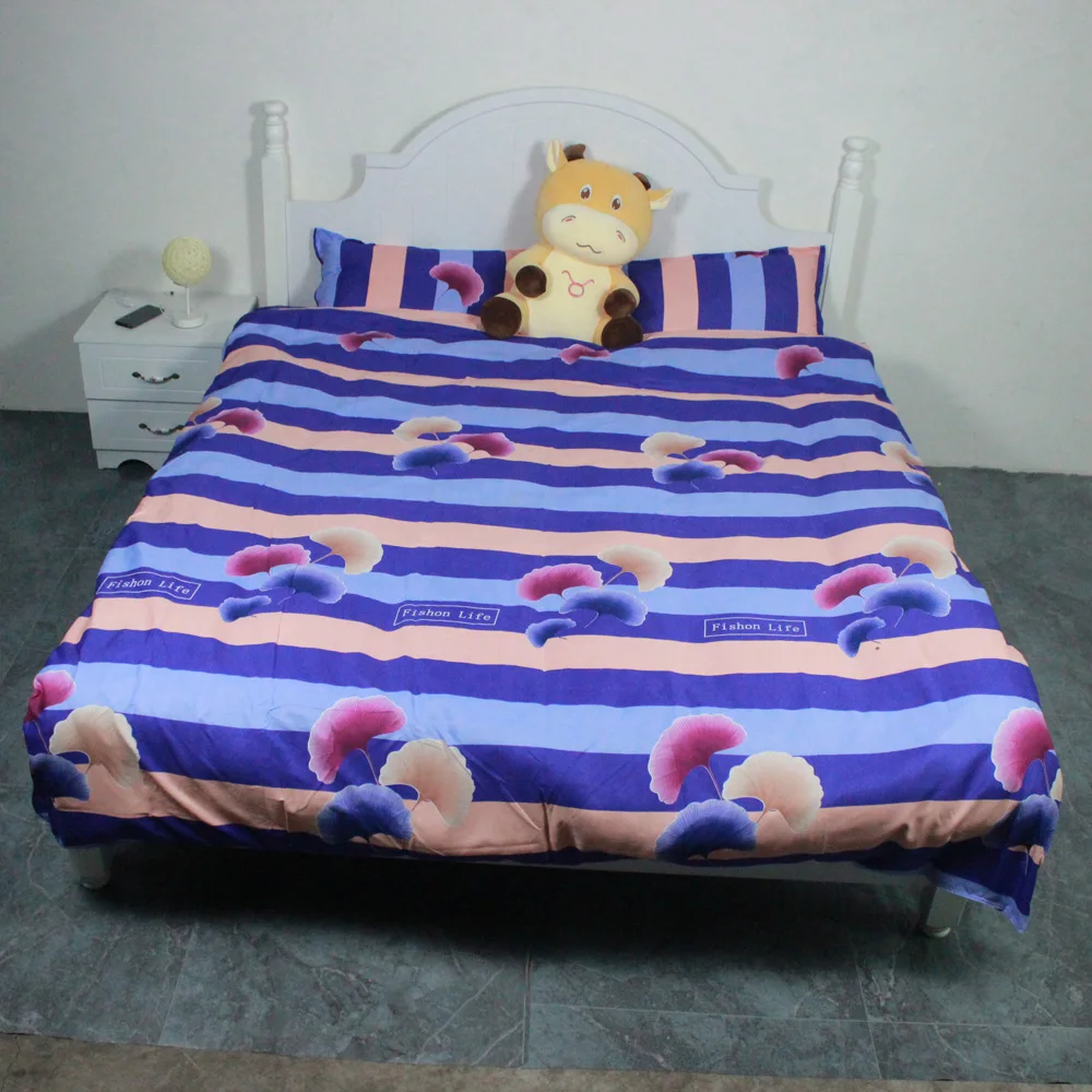 

Home Textile Ginkgo Biloba Leaves Rainbow Stripe Blue Duvet Cover Pillow Case Bed Sheet King Queen Twin High Quality Bedding Set