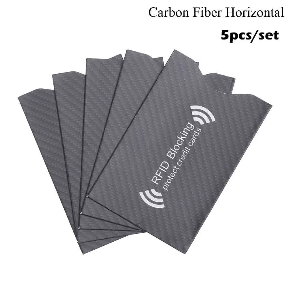 Horizontal Carbon 5 шт. Противоугонный для RFID с протекторами для банковских карт блокирующий держатель карты кожаный чехол чехлы Защитный чехол для банковских карт - Цвет: Horizontal Carbon