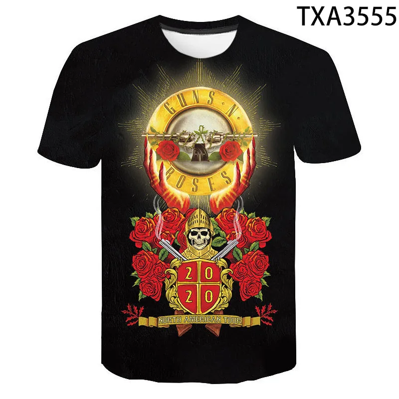 

Летняя 3D футболка Guns N Roses, Повседневная Уличная одежда для мальчиков и девочек, модная мужская, женская, Детская футболка с принтом, интересн...