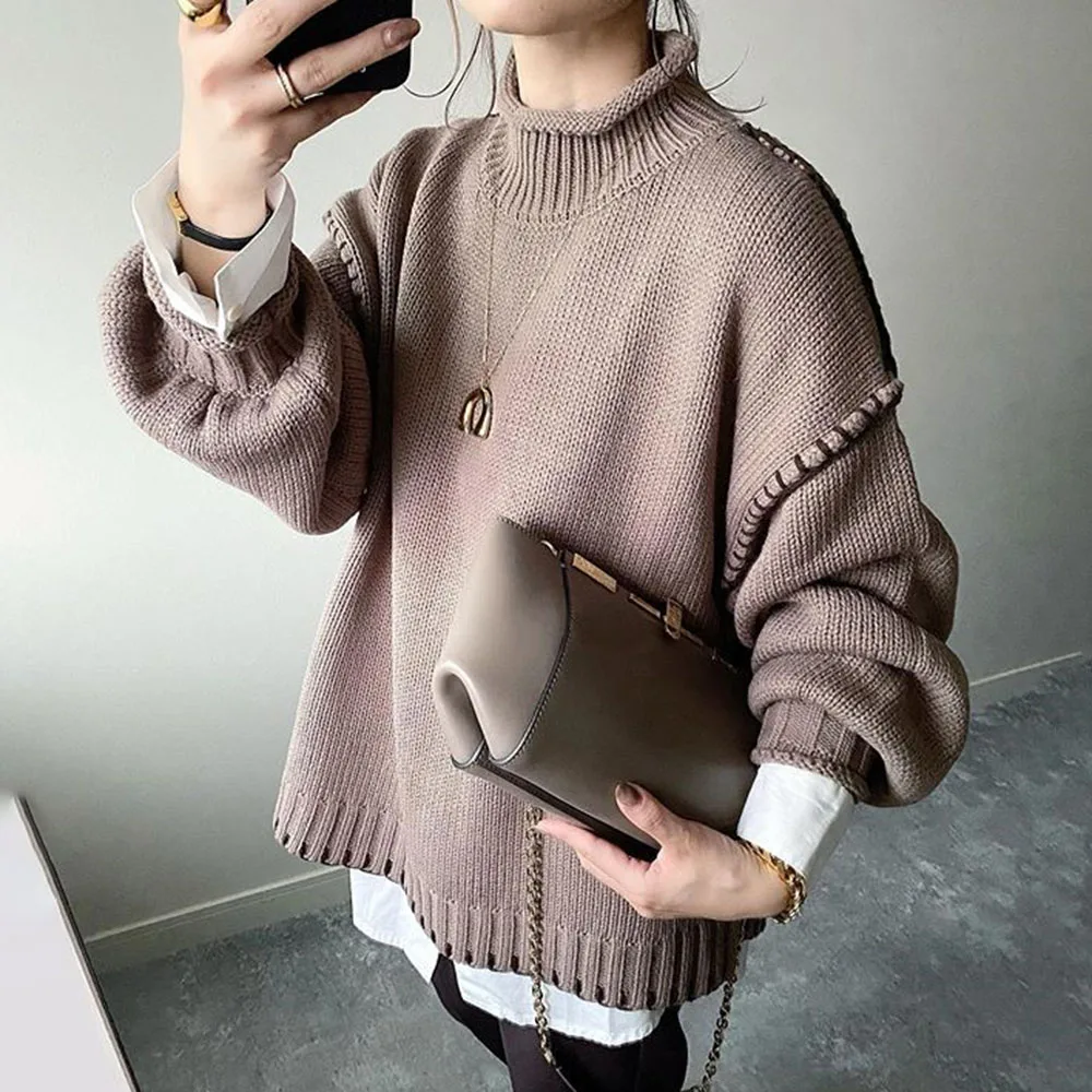 Свитер женский повседневный Свободный пуловер с длинным рукавом в японском и