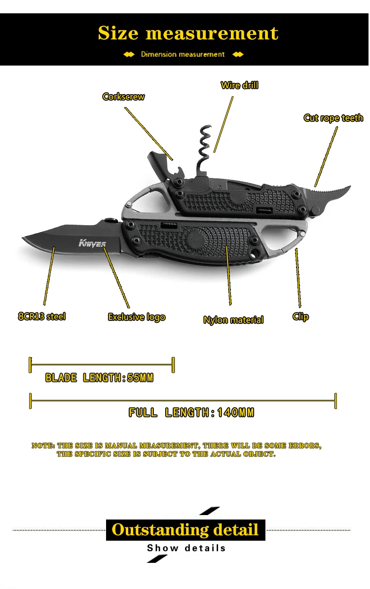 7в1 нож из нержавеющей стали многофункциональные складные ножи карманный