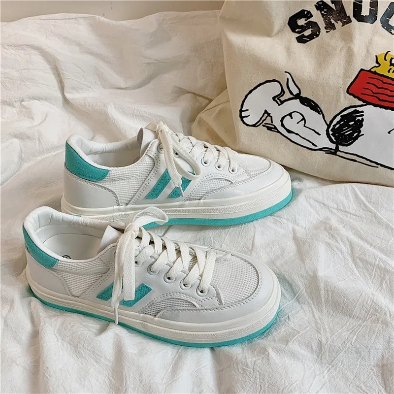 

2021 New Sports Sneakers Women Round Toe Breathable Mesh Gauze Low-cut Vulcanized Shoes Casual White Shoes Sneakers Women