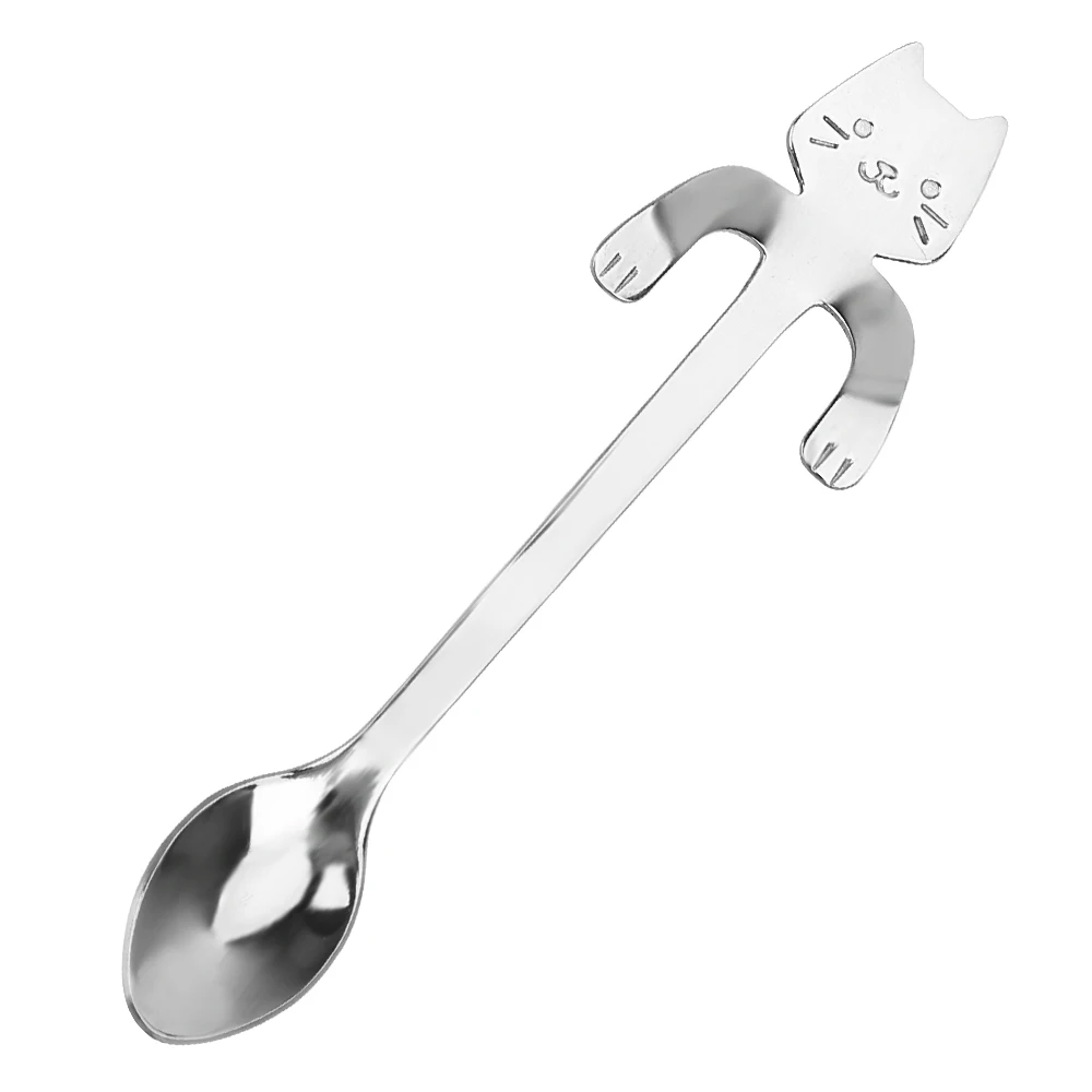 

Mini Cute Cat Stainless Steel Teaspoons Coffee Spoon Ice Cream Dessert Spoons for Bar Party Tableware