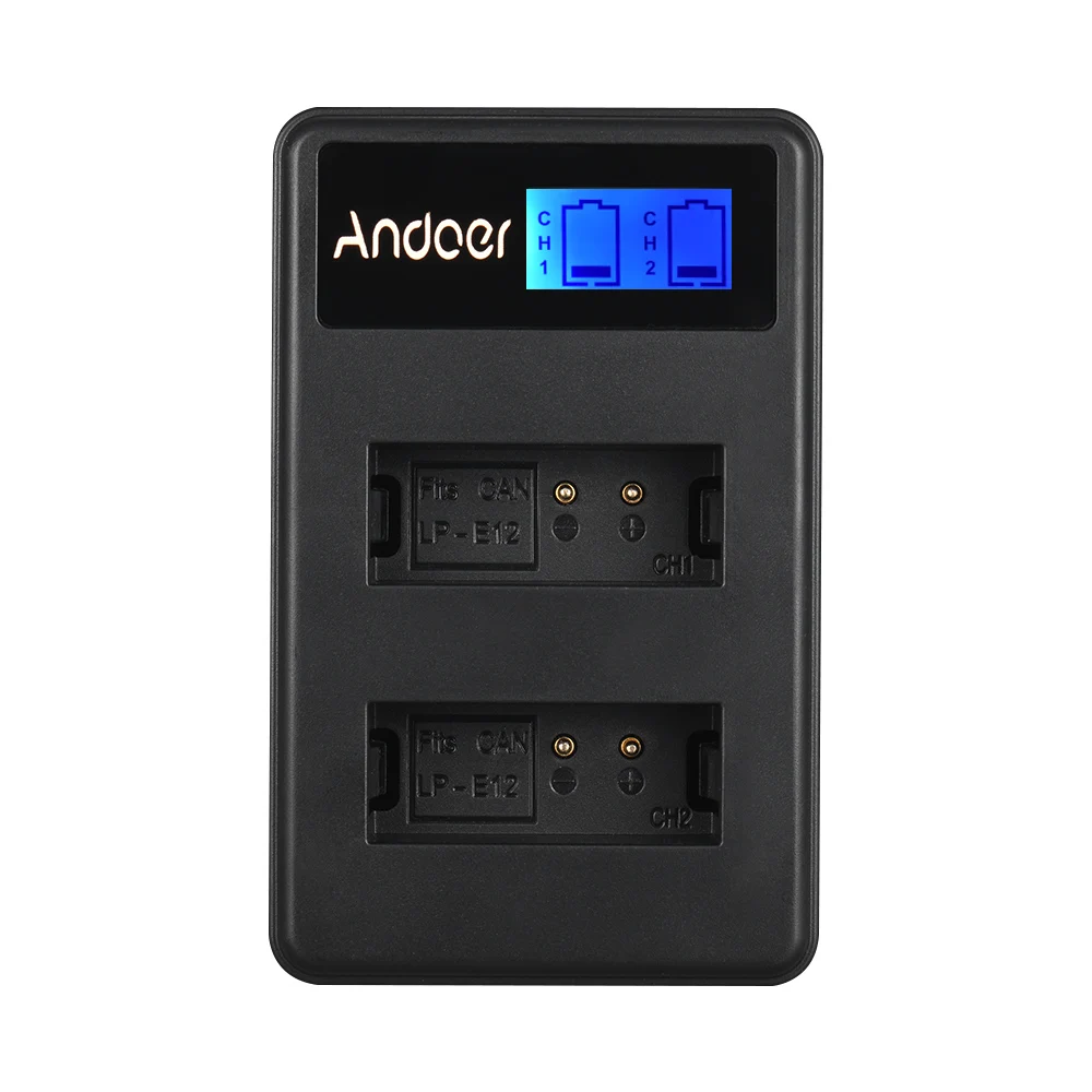 Andoer Dual Channel LCD Camera Battery Charger USB Input Display for Canon LP-E12 EOS-M EOS M2 | Электроника
