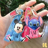 disney stitch mickey minnie keychains cartoon mouse piakchu figure doll key chain for girls bag charms car pendant keyrings