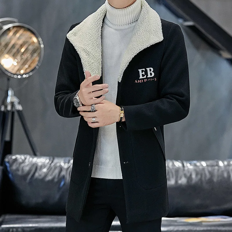 2019 зимнее шерстяное пальто для мужчин длинное отдыха мужские однотонные модные