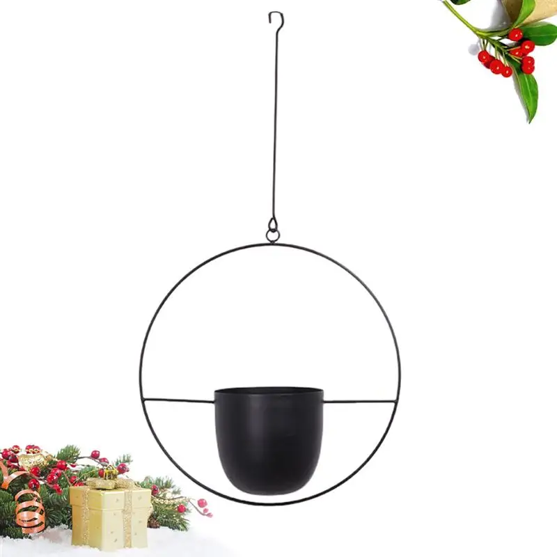 

Flower Pot Iron Hanging Flower Pot Decorative Swinging Flower Basket Wall Hanging Flower Plant Pot Seedsplants