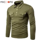 Поло мужское, 2019, с двумя карманами, с длинным рукавом