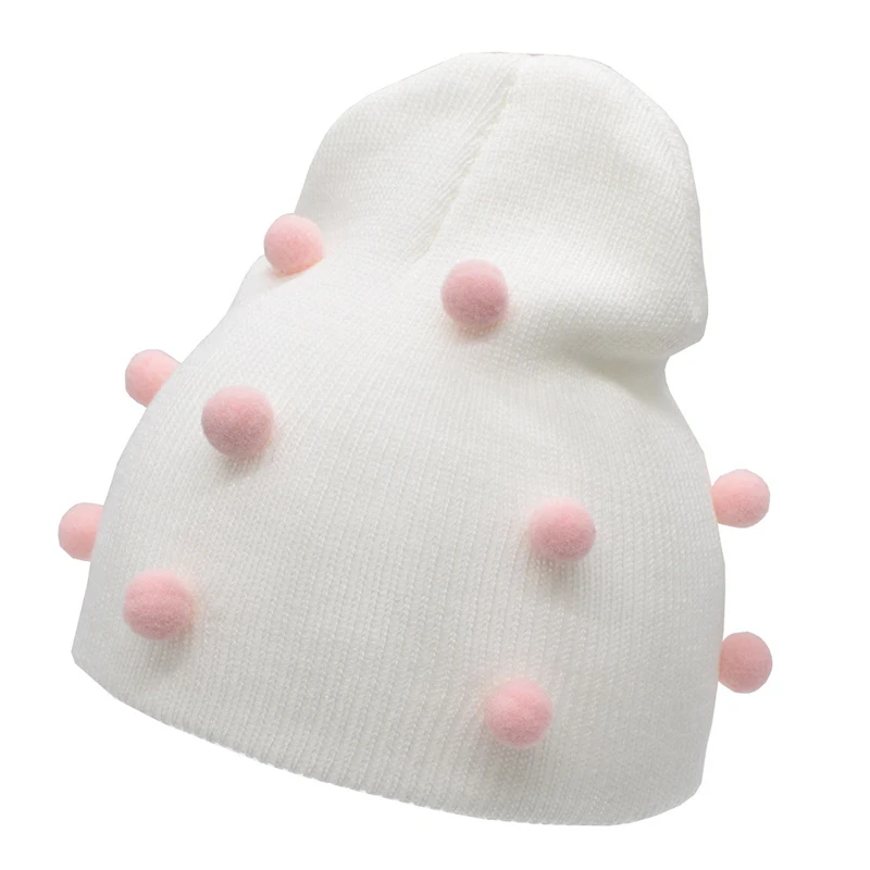 Cute Baby Hats With Colorful Pom Poms Knitted Push Turban Beanie Warm Caps Soft Hat For Newborn Girls Boys Bonnet Autumn Winter | Детская