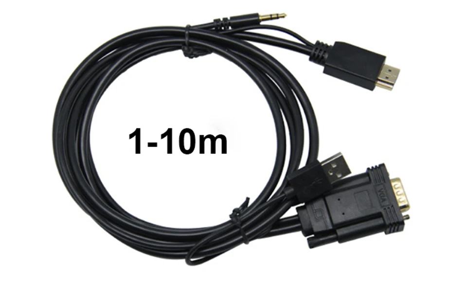 VGA к HDMI кабель с аудио USB источник питания 1080P VGA HDMI адаптер конвертер мужчин и мужчин для ноутбук с HDTV проектор Ps3 Xbox