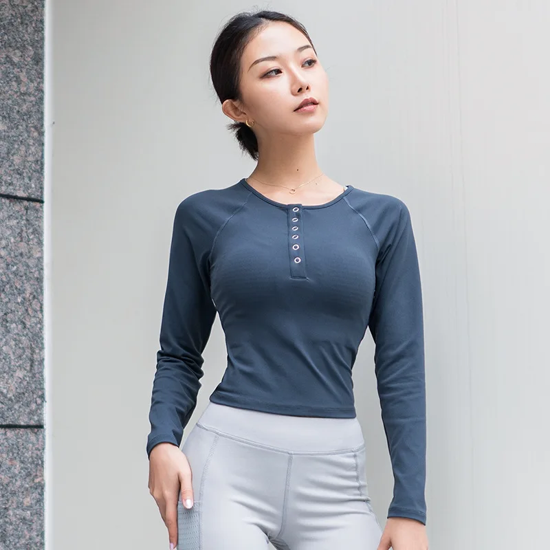 Спортивная рубашка для йоги Женская эластичная с длинным рукавом Новинка весна