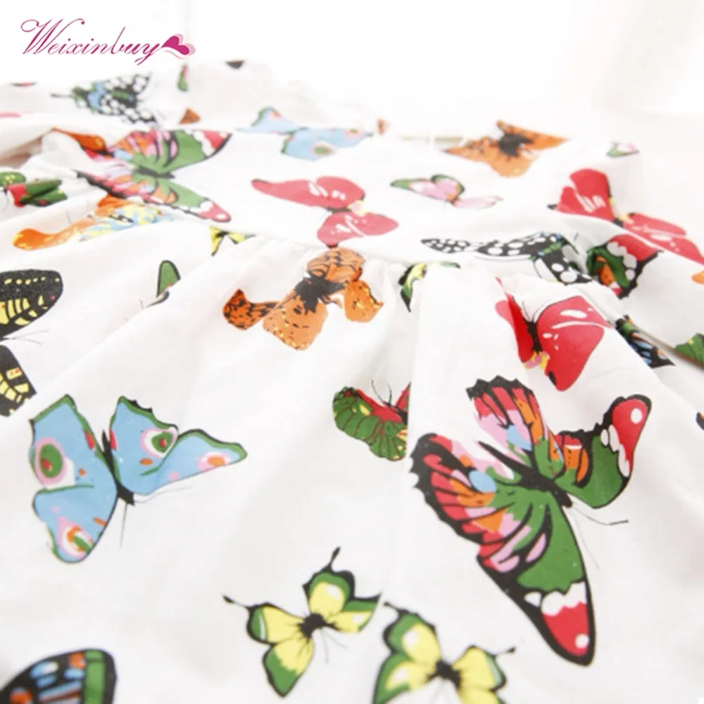 Платья одежда стильная для маленьких девочек детей платье-туника с бабочкой