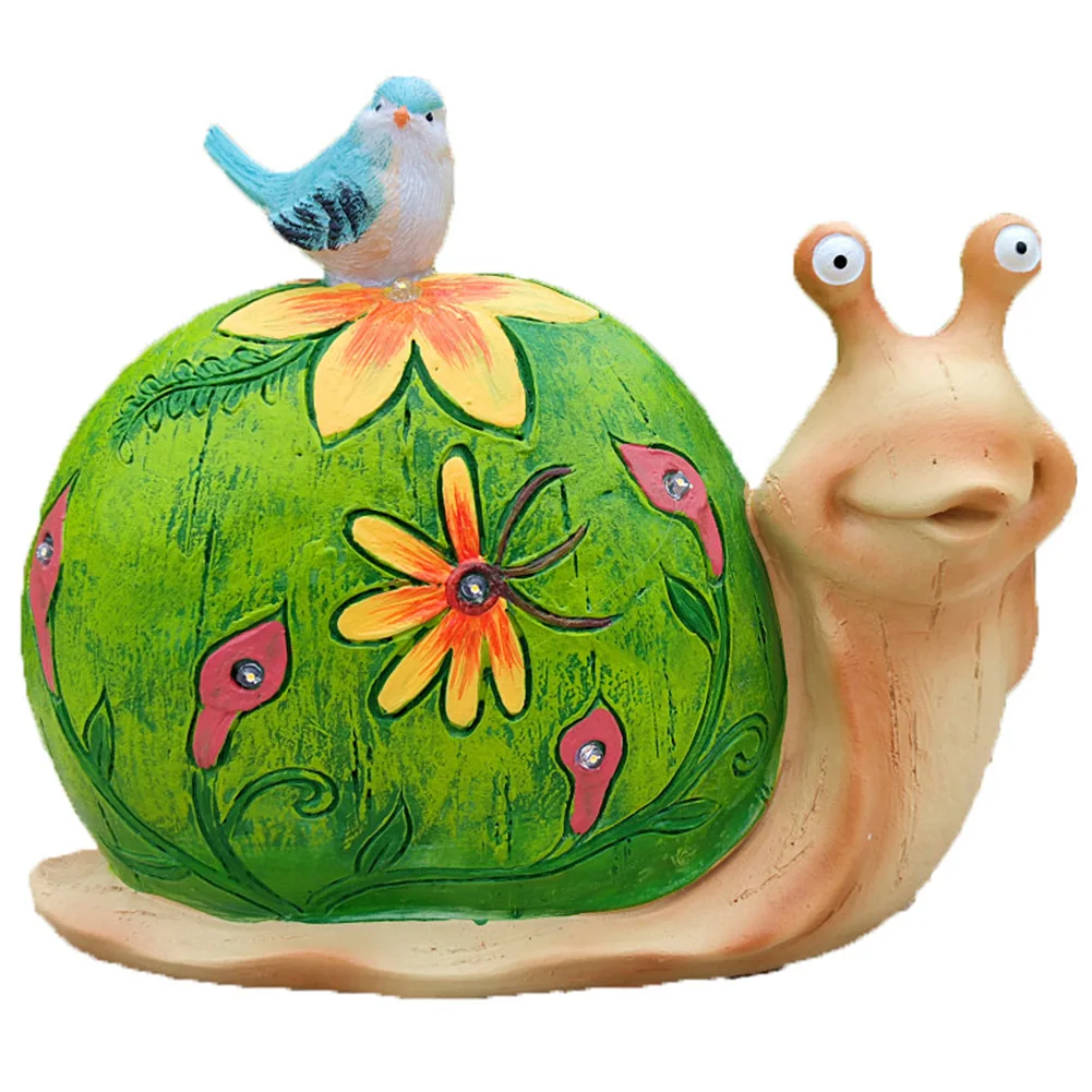 

Garden Statuea Snail Figurine LED Light Solar Snail Craft Lawn Yard Art Ornaments Indoor Outdoor Garden Decoration