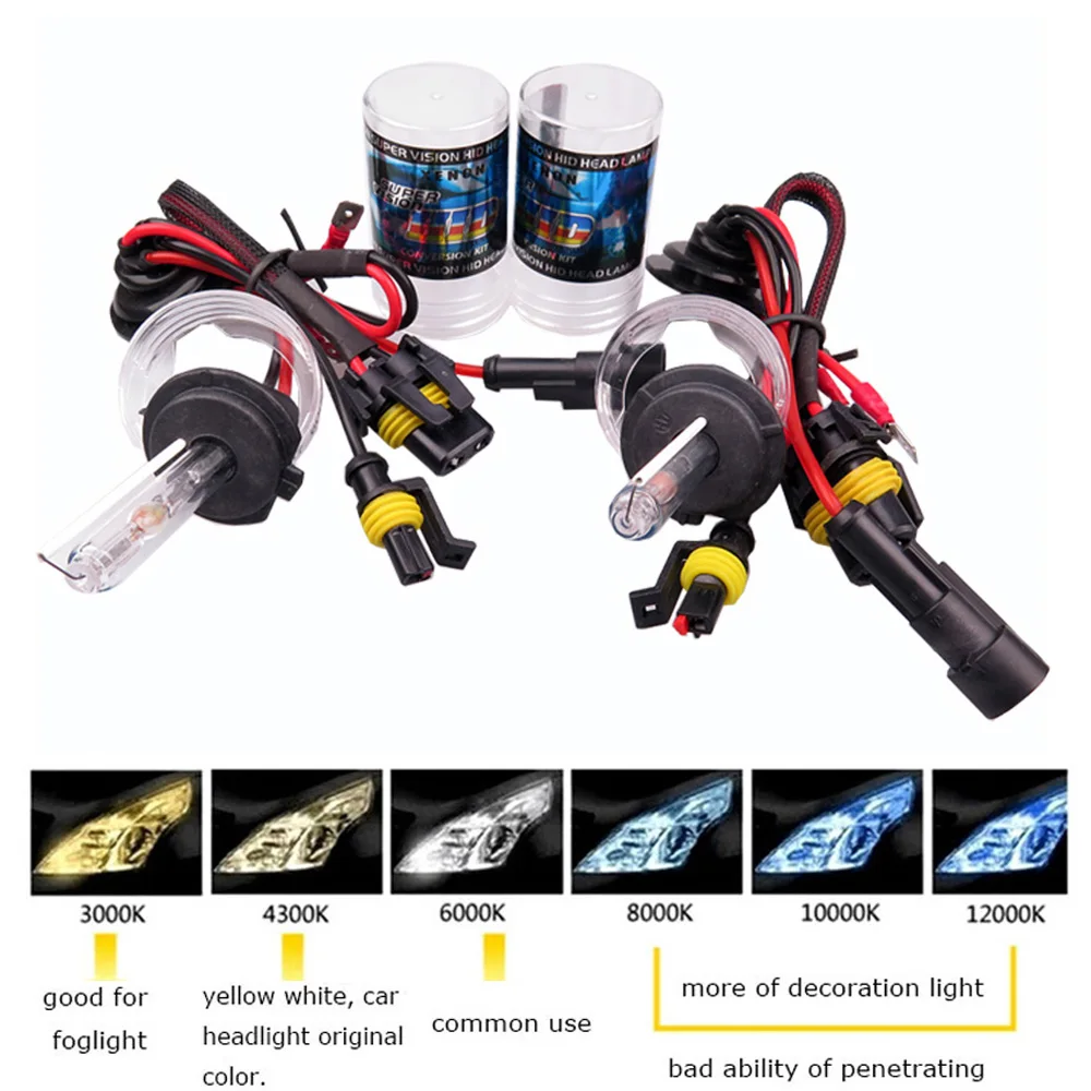 Комплект ксеноновых ламп HID 55 Вт 2 шт. лампы H1 H3 H7 H11 880 9005 9006 3000K 4300K 6000K 8000K DC 12V