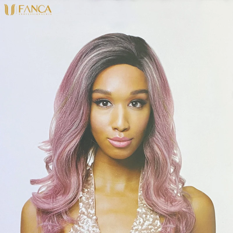 

UFANCA Long Wave Red Brown Pink Role Play 1.5*13Lace Front Ear To Ear Natural Wave Female Wig Lieber Black White Female Cosplay