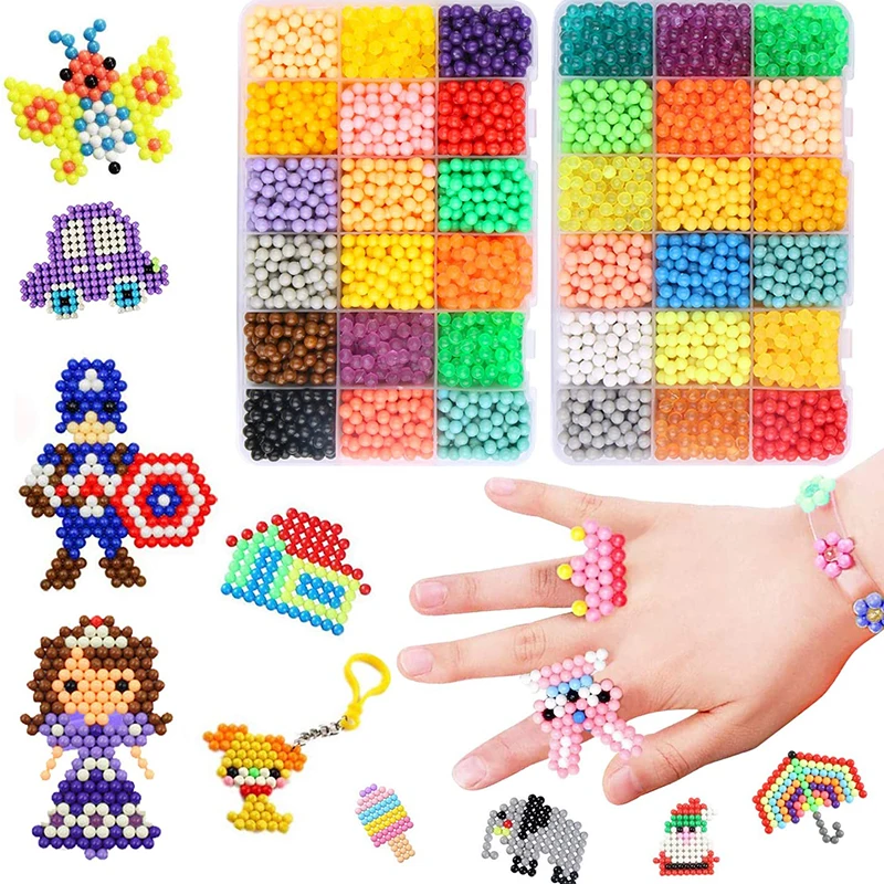 

14400 шт. 4,5 мм запасные бусины Hama для пазлов Aquabeads набор «сделай сам» бусины для распыления воды шарики для игр 3D волшебные игрушки ручной рабо...