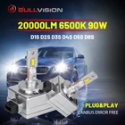 Ксеноновая лампа для автомобиля, 6500K, 90 Вт, 12 В, BULLVISION D2S, D4S, D1S, D3S, D5S, D8S, 20000LM, CSP, с чипом D1R, D2R, D3R, D4R