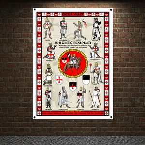 DEUS VULT Knights Templar Armor Banners Flags Wall Sticker Crusader Posters Tapestry indoor Decor Canvas Painting Wall Hanging