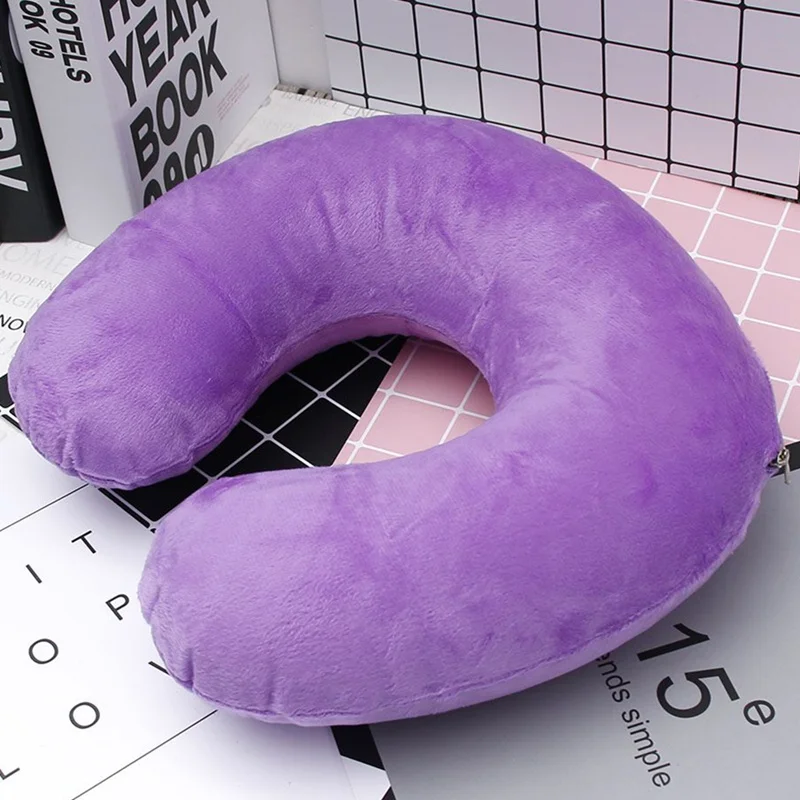 

U Shaped Inflated Comfort Home Travel Car Neck Pillow Cushion Sleep Support Pain Relief Soft Travel Accessories