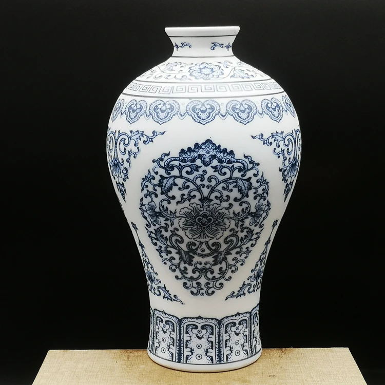 

Цзиндэчжэнь керамическая синяя и белая ваза античный тонкий китайский цветочный узор с вазой ваза для оценки китайской гостиной украшения