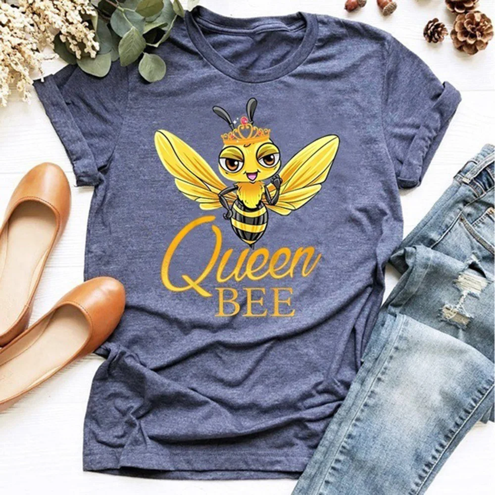 Забавные футболки queen bee женская Свободная рубашка Женская хлопковая модная