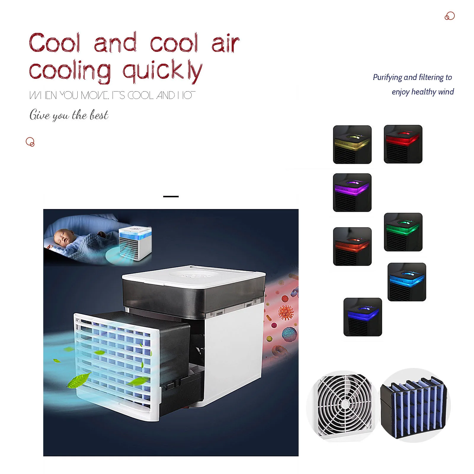 

Portable Air Conditioner Fan Desktop Humidifier Air Cooler Summer Personal Space Air Cooling Refrigeration Fan#g3