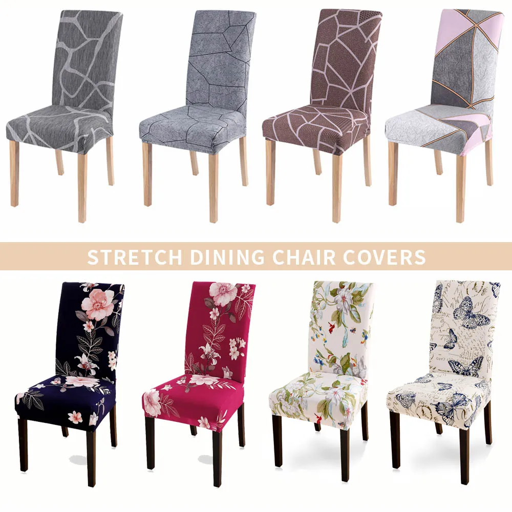 

Printed Elastic Chair Cover Geometry Spandex Stretch Chair Slipcover For Dining Room Office Wedding Banquet Party 1/2/4/6PCS