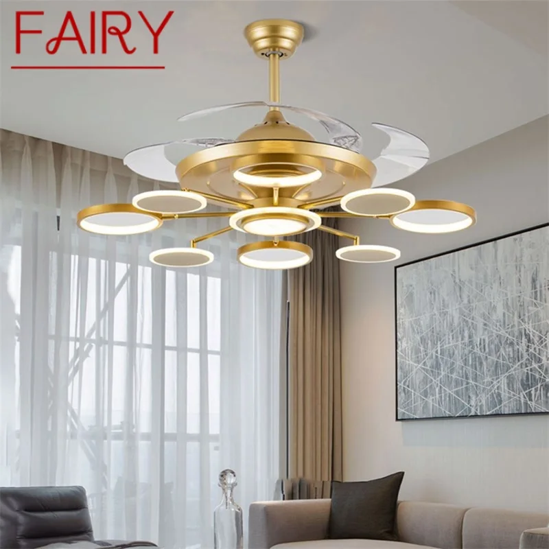 

FAIRY Ceiling Fan Lights Lamps Remote Control Without Blade Modern Gold LED For Home Dining Room Restaurant
