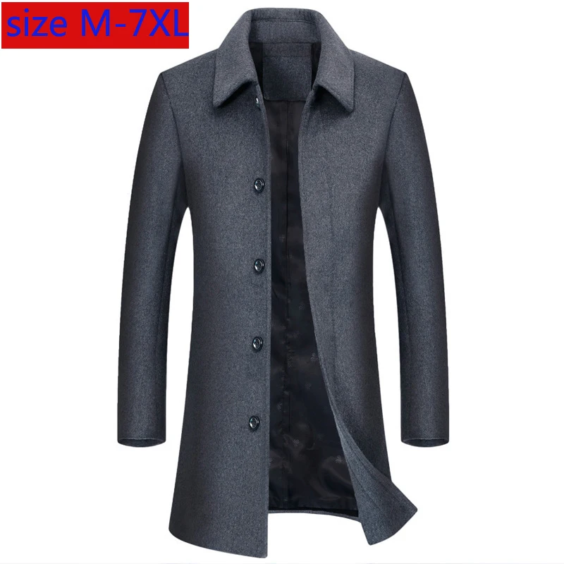 Новое поступление модное большое мужское шерстяное пальто повседневное длинное