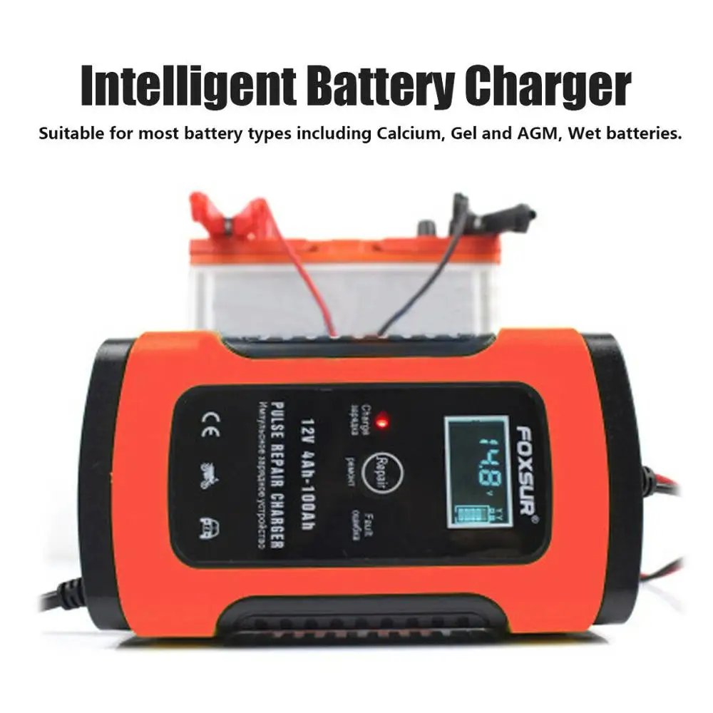 Зарядное устройство для аккумулятора автомобиля 12 В 6 А ЖК дисплей