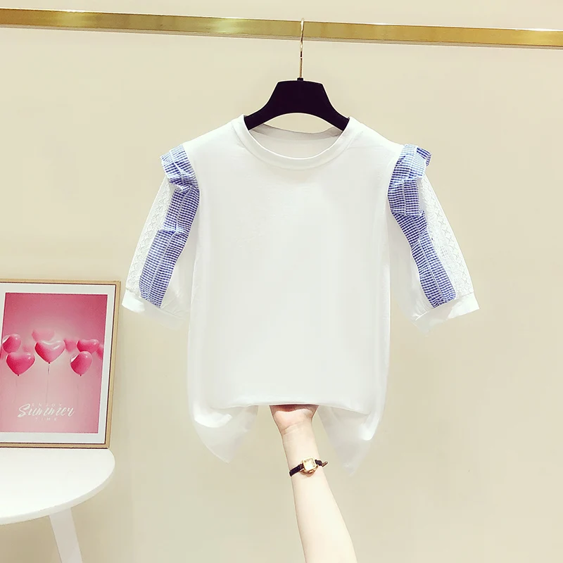 

Sleeve T Shirt Womens Sexy Cropped Tops Tees Casual Fashion Cotton T-shirt one