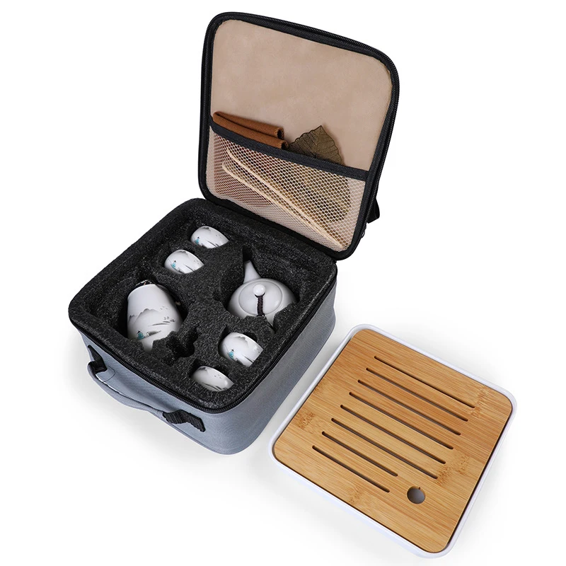 Китайский дорожный керамический портативный чайник фарфоровые чайные чашки Gaiwan