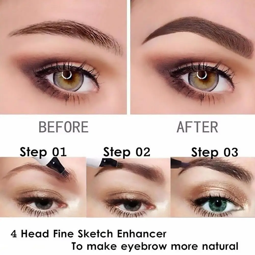 

1PC 3D Four-claw Eyebrow Waterproof Natural Eyebrow Pen Tint Fork Tip Eyebrow Tattoo Pencil Long Lasting Easy To Use Cosmetic