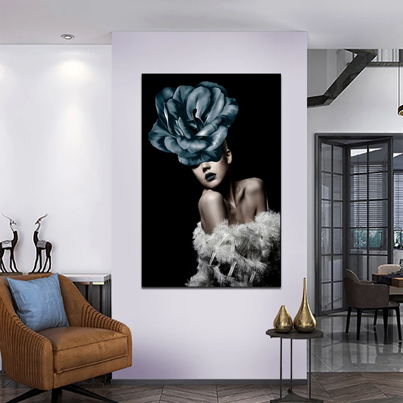Современная Картина на холсте с цветами для девушек настенное искусство