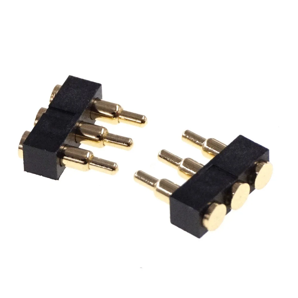 

100pcs Spring loaded pogo pin connector 3 Pin Pitch 2.54mm Surface Mount PCB SMT brass material Gold 1u battery connector