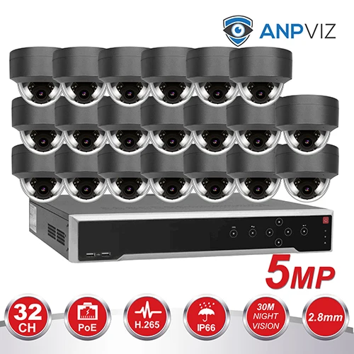 20PCS Gray KIT Hikvision OEM 32CH 4 к NVR KIT 16/20/32 шт. 5MP безопасности PoE, купольная IP система наблюдения ссtv встроенной Аудио Видео набор для наблюдения - Цвет: 20PCS Gray KIT